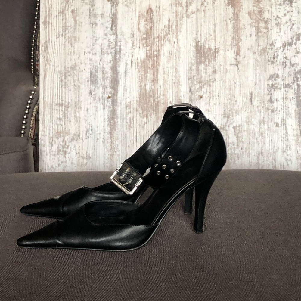 Faux Black Leather Shoes with accents